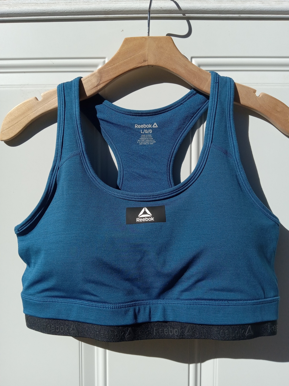Reebok Teal Racerback Sports Bra with Black Elastic Band Size Large